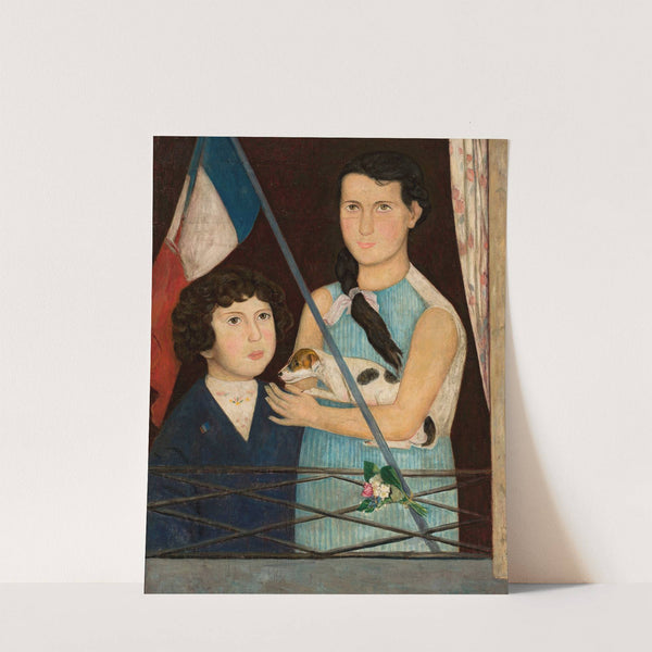 Two children with a French flag by Tadeusz Makowski