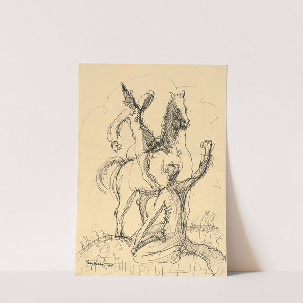 Two Clowns with a Horse by Cyprián Majerník