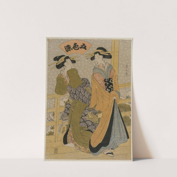 Two Courtesans on a Balcony (From the series Five Colors of Ink) (c. early 1810s) by Kikukawa Eizan