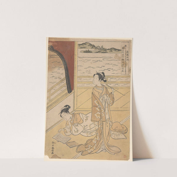 Two Courtesans on Terrace; One Reading, One Smoking by Suzuki Harunobu