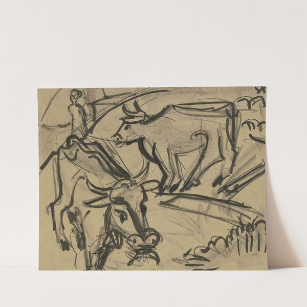 Two cows (ca 1920) by Ernst Ludwig Kirchner