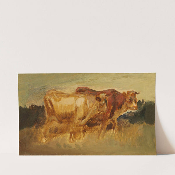 Two cows in landscape (1880) by Wilhelm Busch