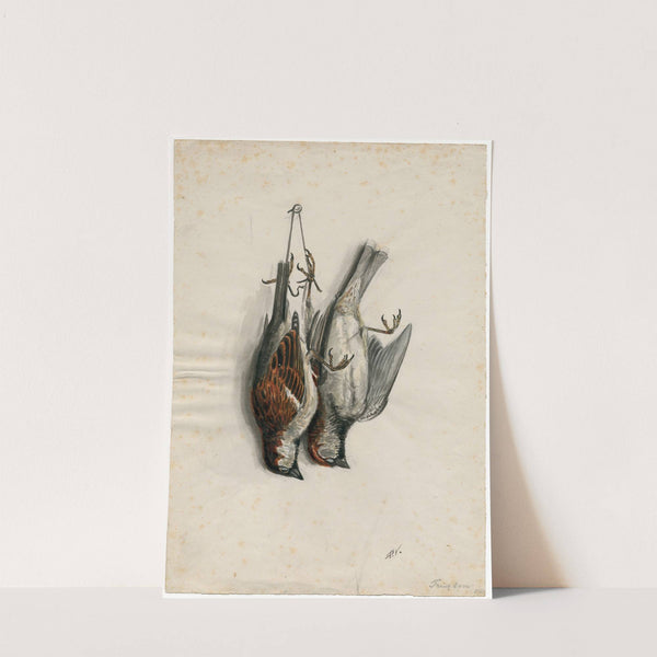 Two dead sparrows on a nail by Floris Verster