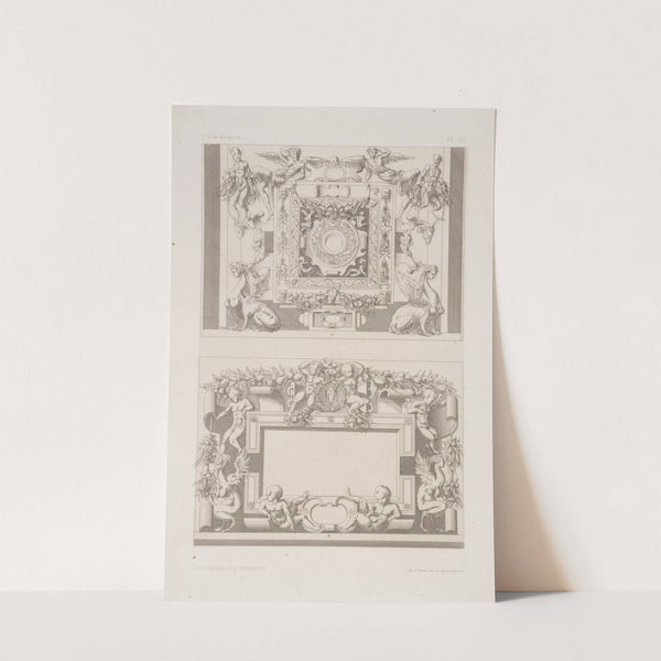 Two designs for ceilings with figures of humans, sphinxes, and satyrs by André-Charles Boulle