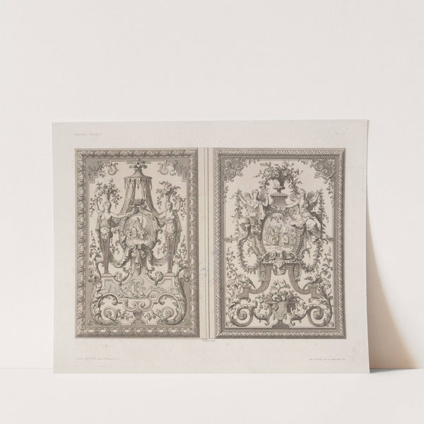 Two designs; one with roundel of enthroned Athena, one with bible scene. by André-Charles Boulle