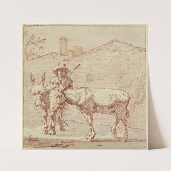 Two donkeys and their driver by Paulus Constantijn la Fargue