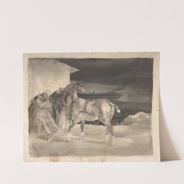 Two Draft Horses with a Sleeping Driver by Théodore Géricault