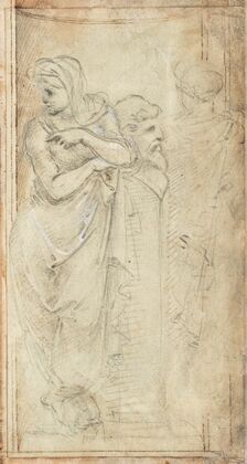 Two Draped Women Standing on Either Side of a Herm