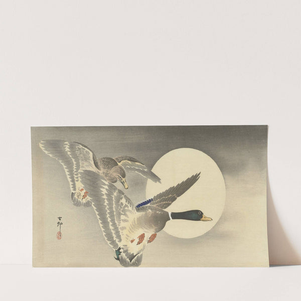 Two ducks at full moon (1900 - 1930) by Ohara Koson