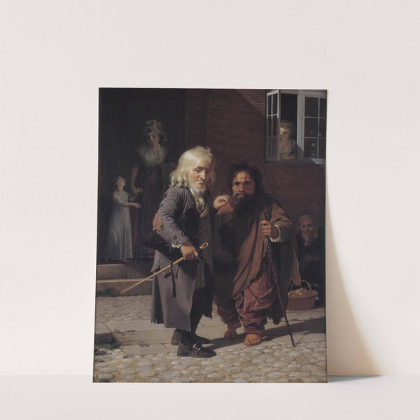 Two Dwarfs; Obligeert, a Jewish pigtail-ribbon Vendor, beside the Roman Dwarf Bajocco in one of the Streets of Copenhagen by Jens Juel