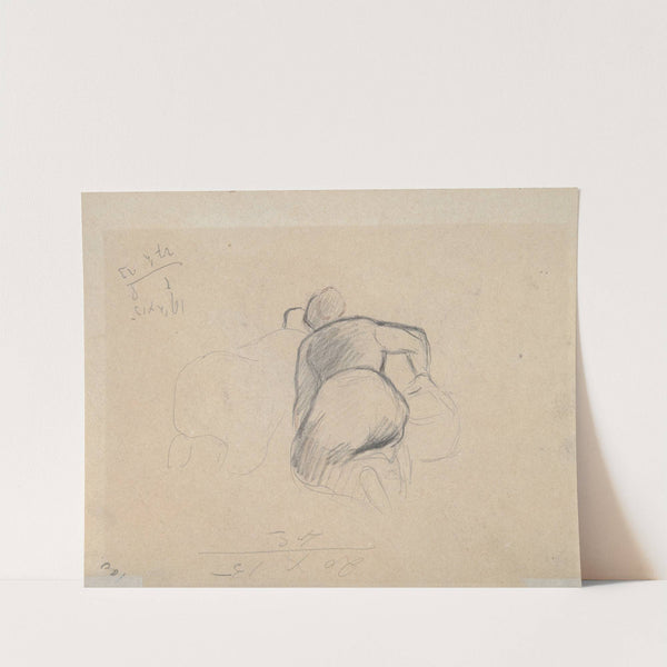 Two Farm Women Kneeling (mid to late 19th century) by Camille Pissarro