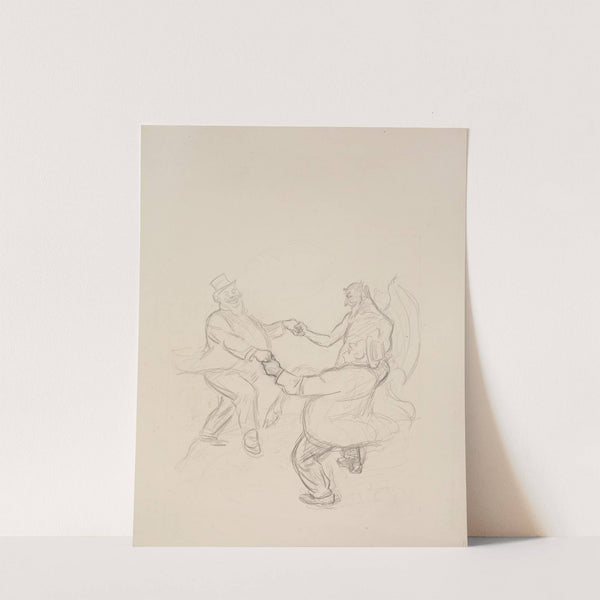 Two fat men in suits dance happily with a demon. by William Henry Walker