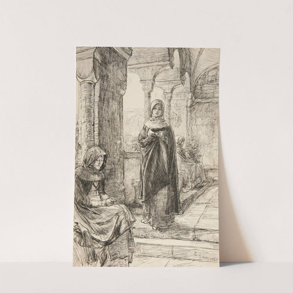 Two female figure in cloister, from The Cloister (1988) by Edwin Austin Abbey