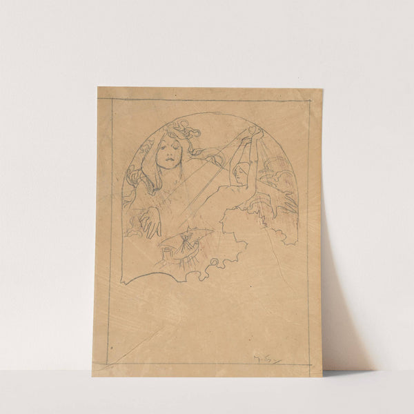 Two female figures by Alphonse Mucha