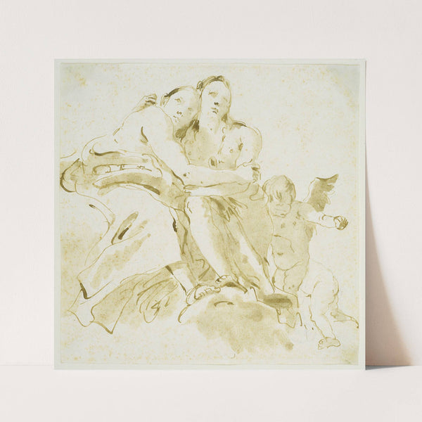 Two Female Figures and Two Putti on Clouds (ca. 1740 – 1750) by Giovanni Battista Tiepolo