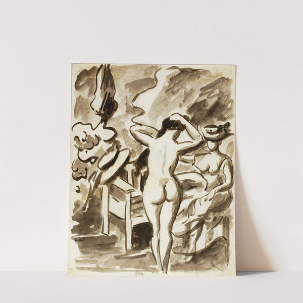 Two Female Figures in Garden by Carl Newman
