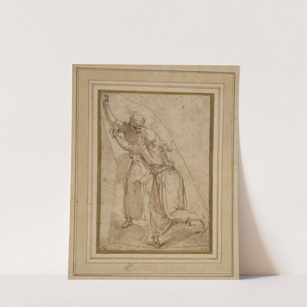 Two Female Figures, study for the Baptism of Christ in S. Francesco della Vigna, Venice by Battista Franco