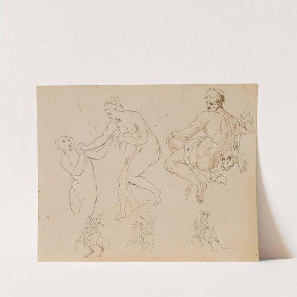 Two Female Nudes; Seated Male Nude (1810–20) by Thomas Sully