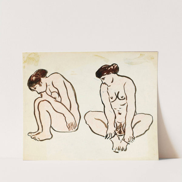 Two Female Nudes, Sitting by Carl Newman