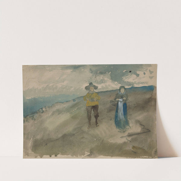 Two Figures in a Landscape (recto); Study of Man’s Head (Self-portrait) (verso) (1987) by Edwin Austin Abbey