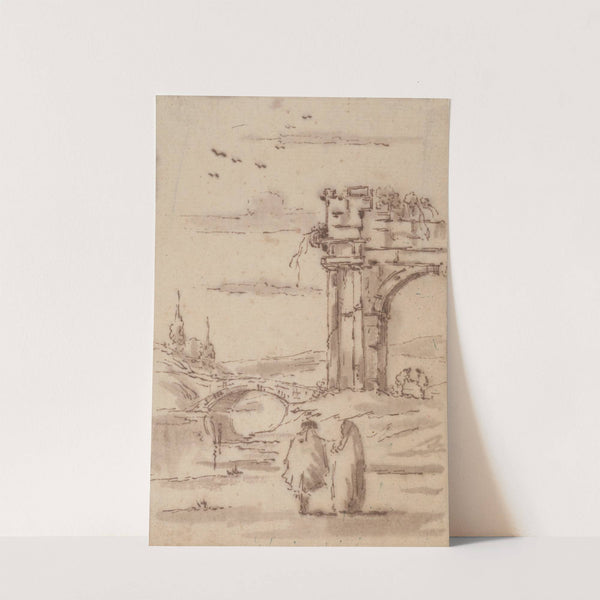 Two Figures in a Landscape with Ruins (mid-18th century) by Francesco Guardi