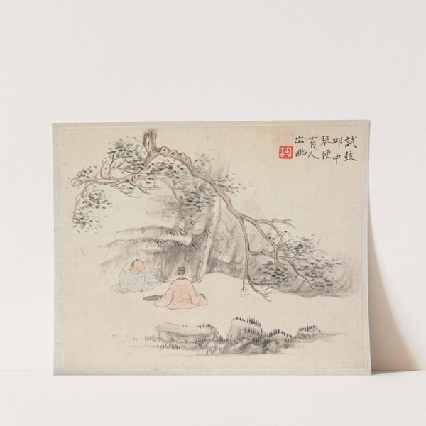 Two Figures Outside; One Listens while the Other Plays the Qin by Hua Yan