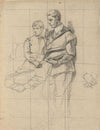 Two figures, sketch for Signing of the Compact in the Cabin of the Mayflower