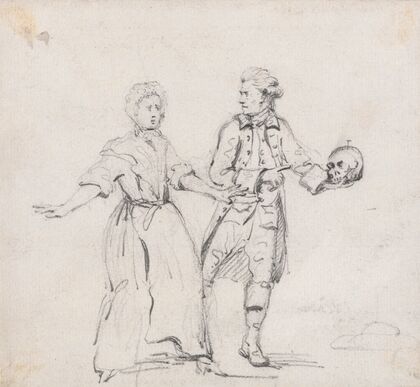 Two Figures with a Skull