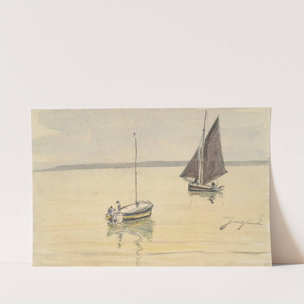 Two Fishing Boats on Calm Water by Johan Barthold Jongkind