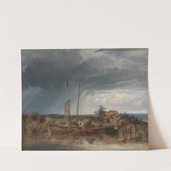 Two Fishing Boats on the Banks of Inland Waters by George Chambers