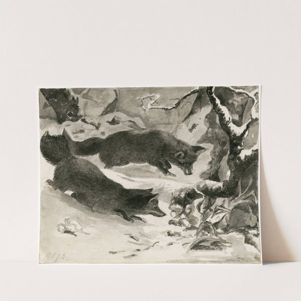 Two foxes in the snow (1873) by Floris Verster