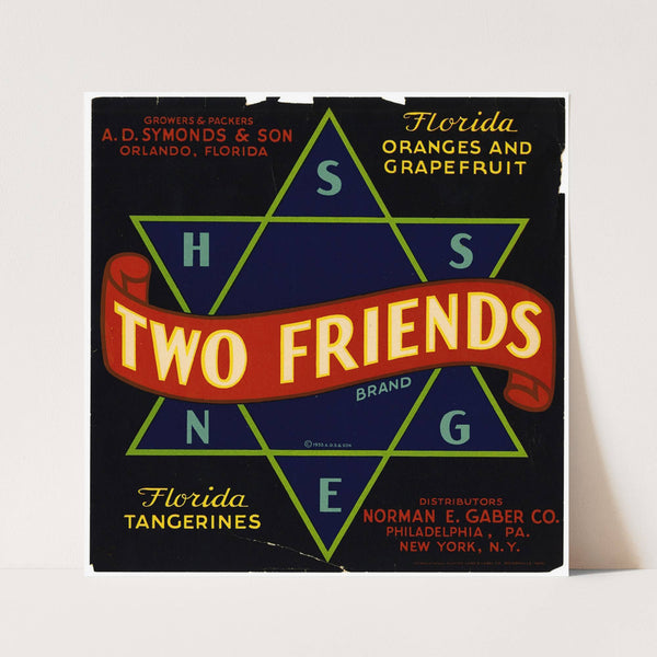 Two Friends Brand Citrus Label (1930-1950)