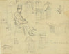 Two full-length portraits and architectural details