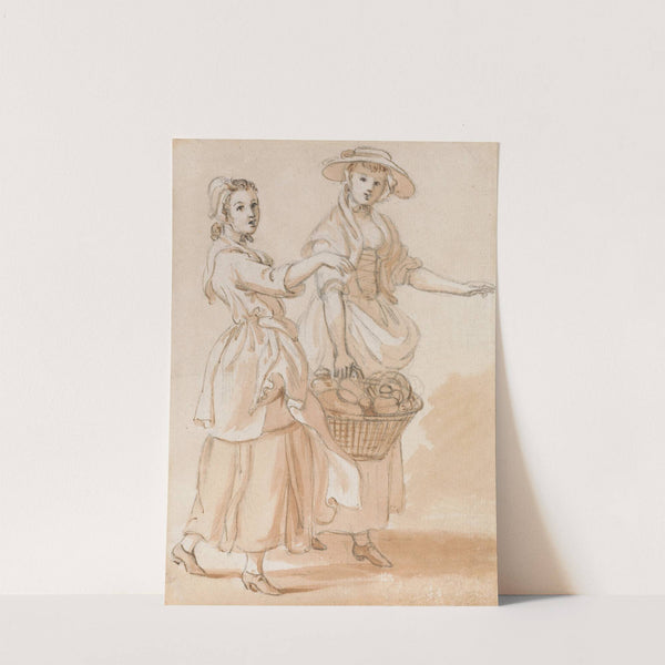 Two Girls Carrying a Basket by Paul Sandby