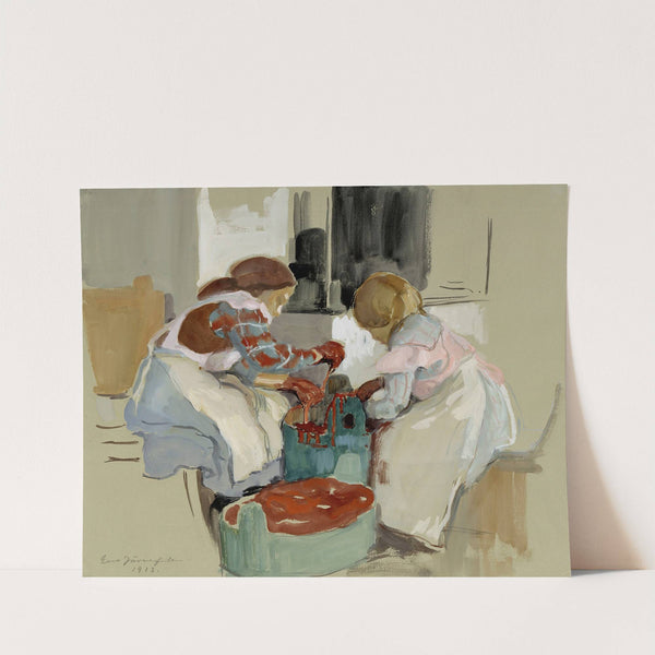 Two Girls Dyeing Fabric by Eero Järnefelt