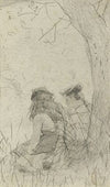 Two Girls Seated on a Bank