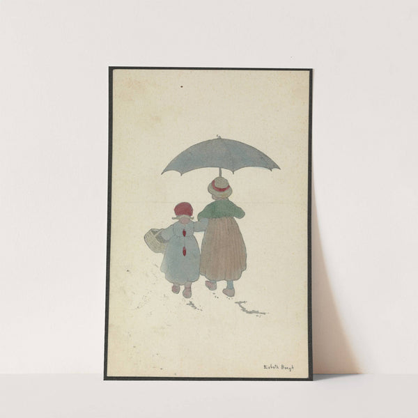 Two girls with umbrella by Lisbeth Bergh