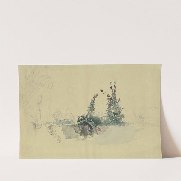 Two hollyhocks by Jakob Fürchtegott Dielmann