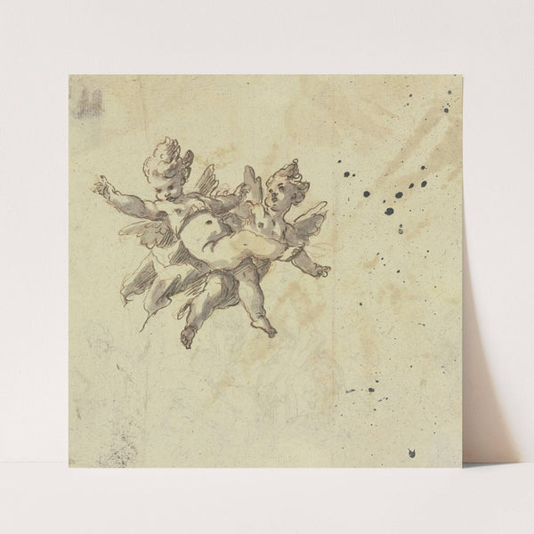 Two hovering putti by Gaspare Diziani