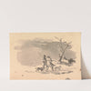 Two Hunters and Two Dogs in Winter Scene by Thomas Sully