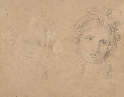Two idealized women’s heads