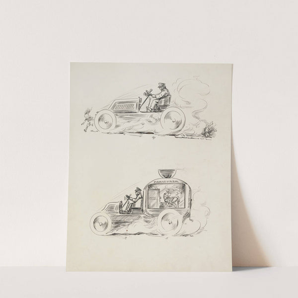 Two images of a vehicle, driven by the same man (1902) by William Henry Walker