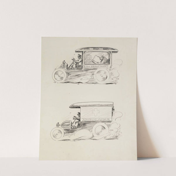 Two images of a vehicle. In the first it is a law department; in the second it is an ambulance. (1902) by William Henry Walker