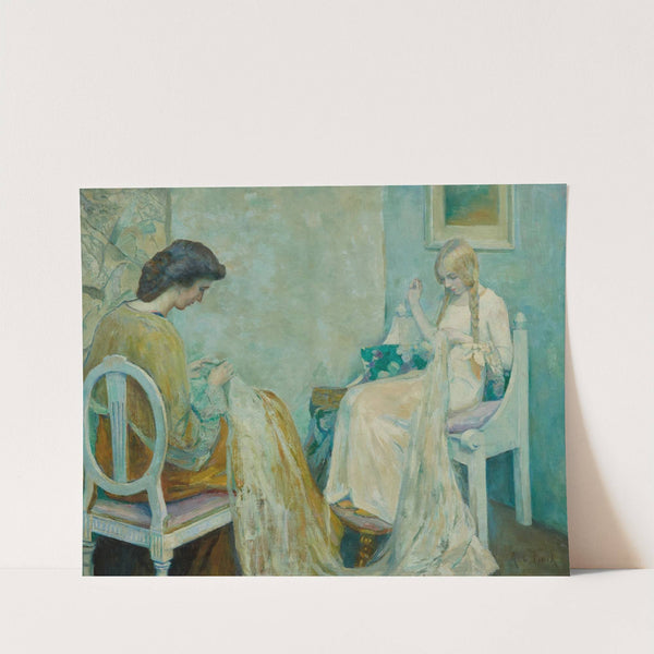 Two Ladies Sewing by Adele von Finck