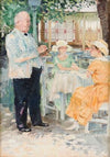 Two ladies with a waiter in the Pratergasthaus (1928)