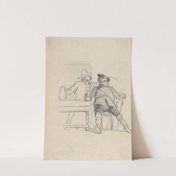Two male figures seated at a table, drinking by Félicien Rops