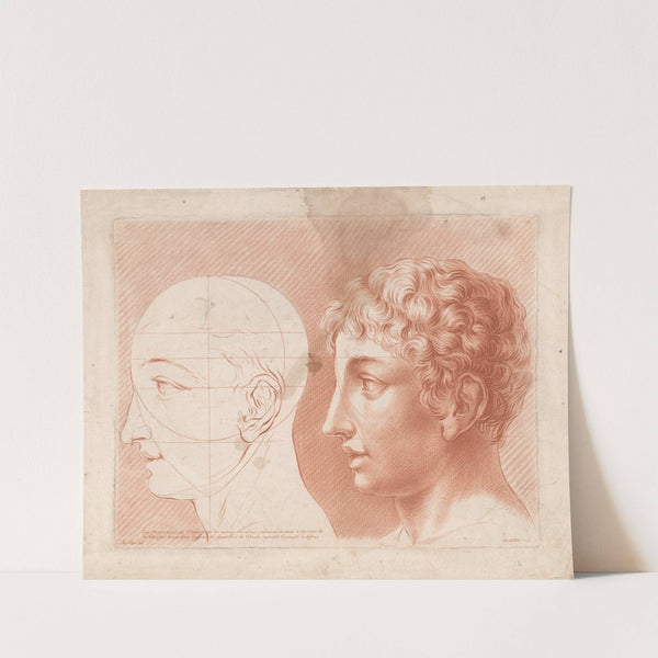 Two male heads in profile, one in schematic view. (1749-1849) by Louis-François Roubiliac