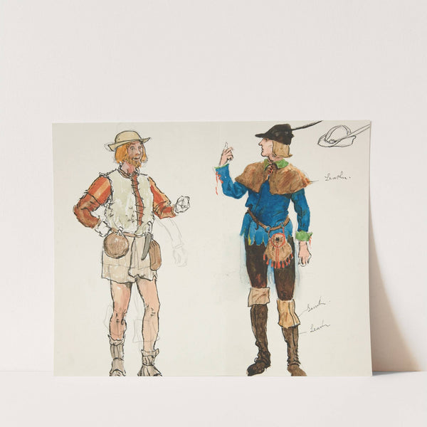 Two Men, costume sketch for Henry Irving’s Planned Production of King Richard II by Edwin Austin Abbey