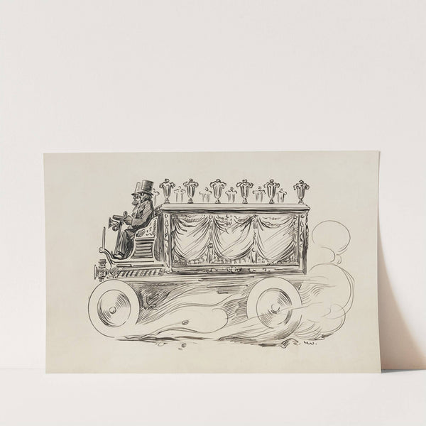 Two men driving a hearse. (1902) by William Henry Walker