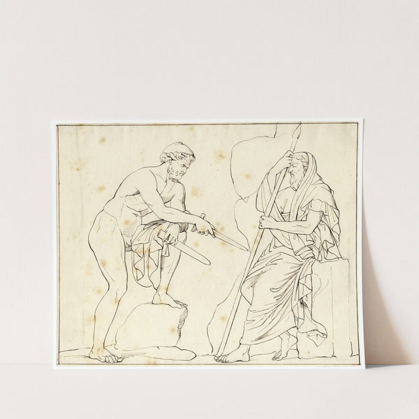 Two men, facing each other, possibly Polygnotus and Nicias by David Humbert de Superville